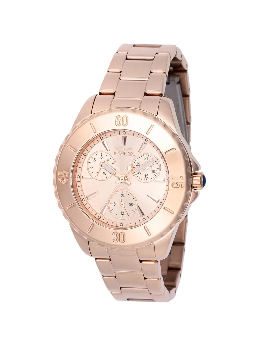 Женские часы Invicta Angel GMT Quartz с розовым золотым циферблатом 48403 — изображение 1 из 1, оттенок розовый золотистый
