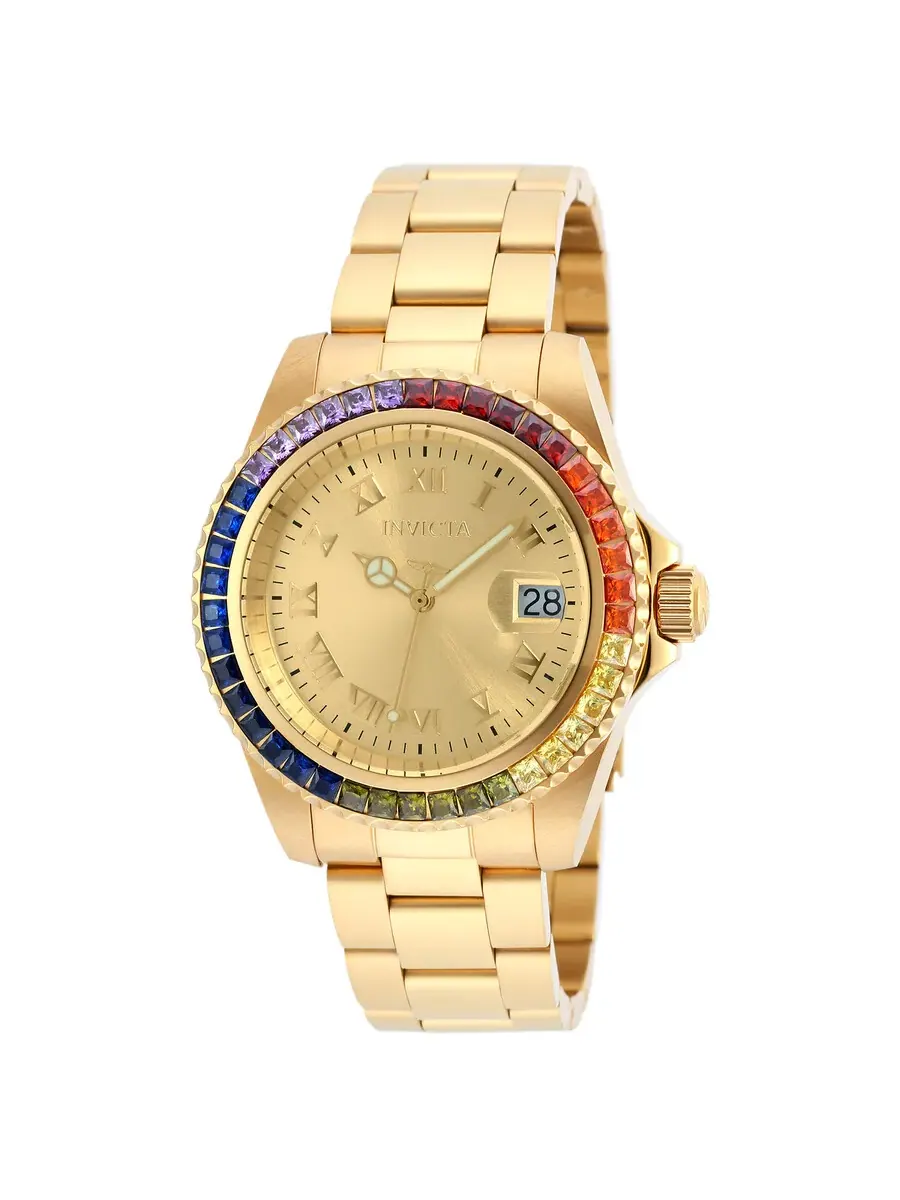 Женские часы Invicta Angel Gold Dial с золотым циферблатом и позолотой, модель 20022 — изображение 1 из 1, оттенок золотистый