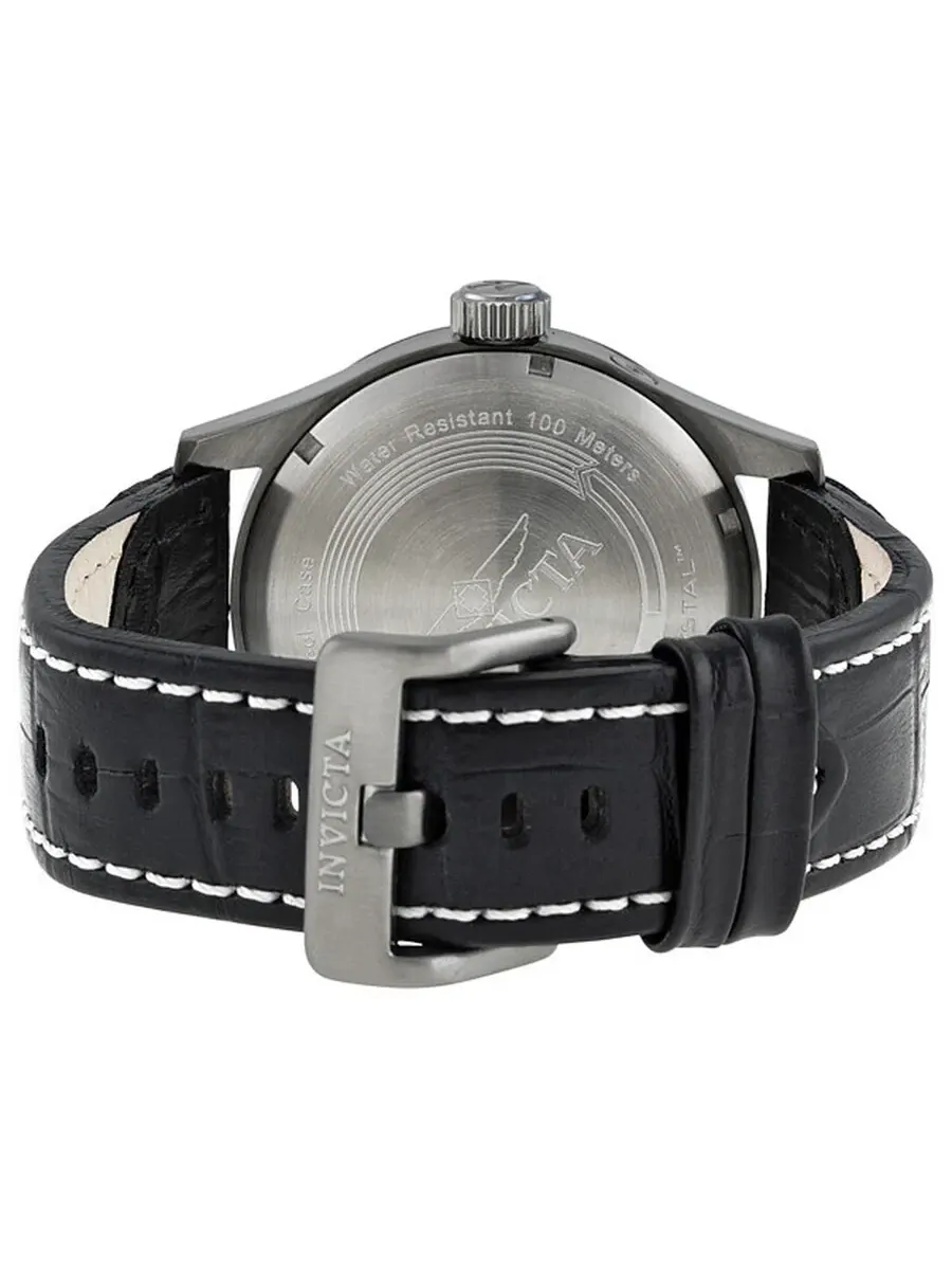 Мужские часы Invicta Specialty Military Grey Dial Black Leather 10492 — изображение 3 из 4, оттенок серебристый