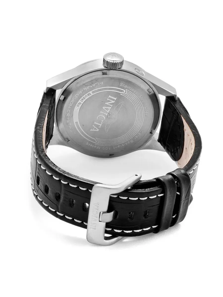 Мужские часы Invicta Specialty Military с многофункциональным синим циферблатом и черным кожаным — изображение 3 из 4