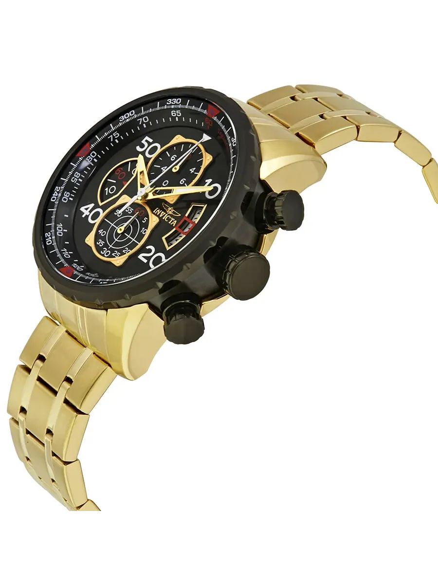 Мужские часы Invicta Aviator Chronograph с черным циферблатом и позолоченным корпусом 17206 — изображение 2 из 3