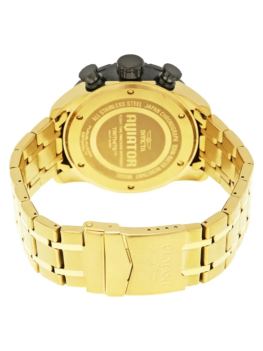 Мужские часы Invicta Aviator Chronograph с черным циферблатом и позолоченным корпусом 17206 — изображение 3 из 3