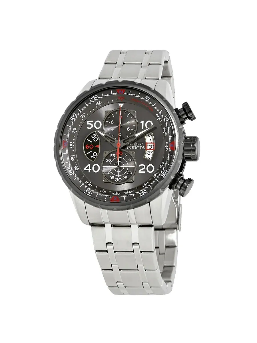 Мужские часы Invicta Aviator Chronograph с темно-серым циферблатом 17204 — изображение 1 из 3, оттенок серебристый