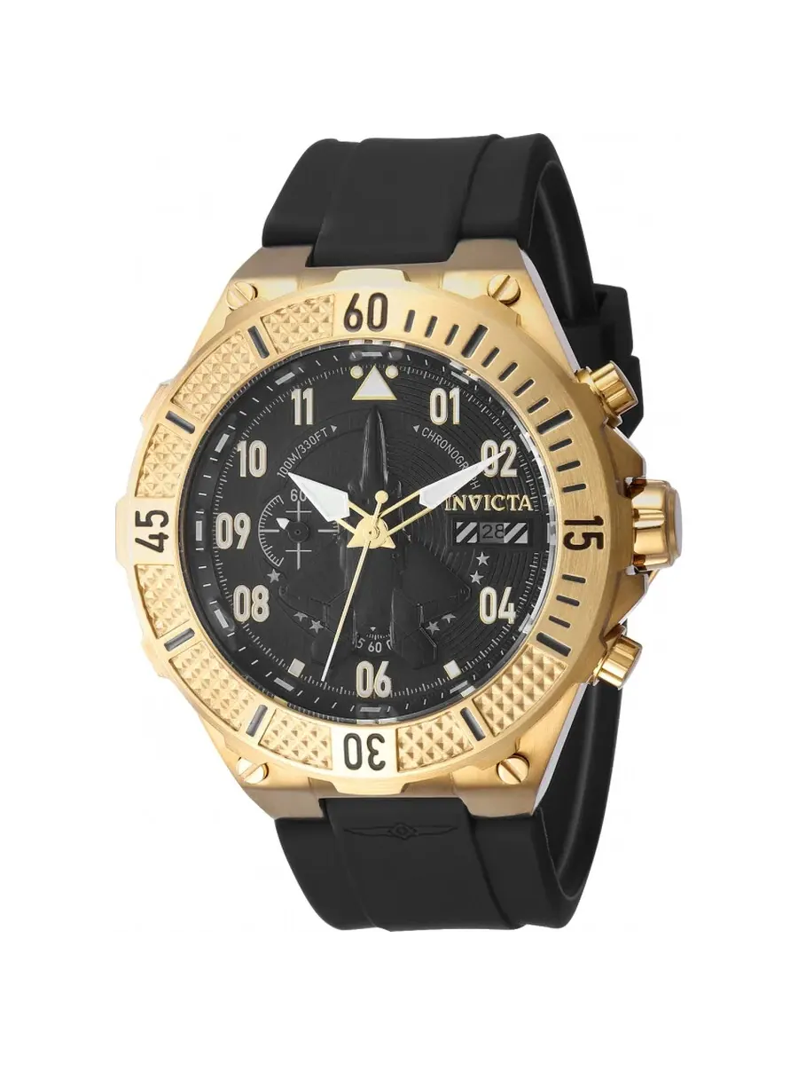 Мужские часы Invicta Aviator Chronograph Quartz с черным циферблатом 39889 — изображение 1 из 1, оттенок золотистый черный