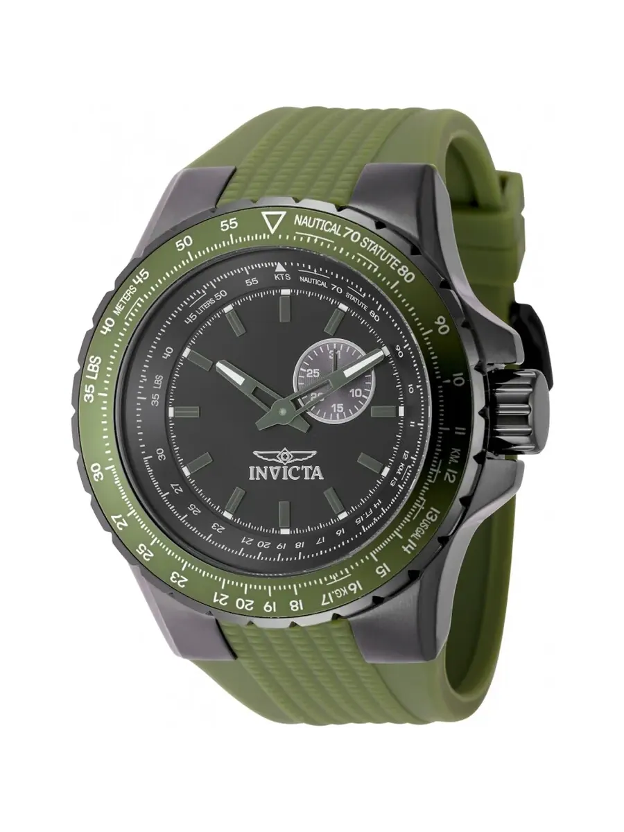 Мужские часы Invicta Aviator Quartz с черным циферблатом 49729 — изображение 1 из 1, оттенок зеленый