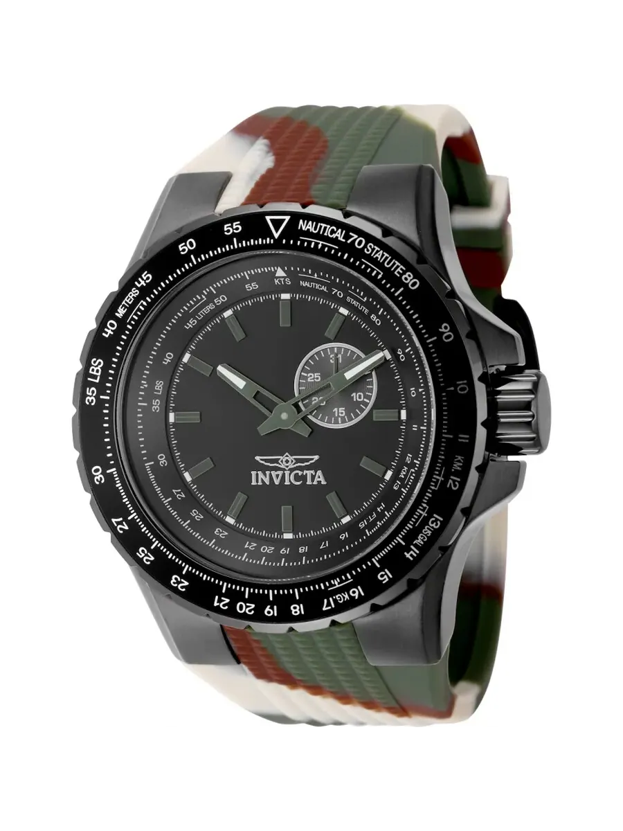 Мужские часы Invicta Aviator Quartz с черным циферблатом 49730 — изображение 1 из 1, оттенок черный