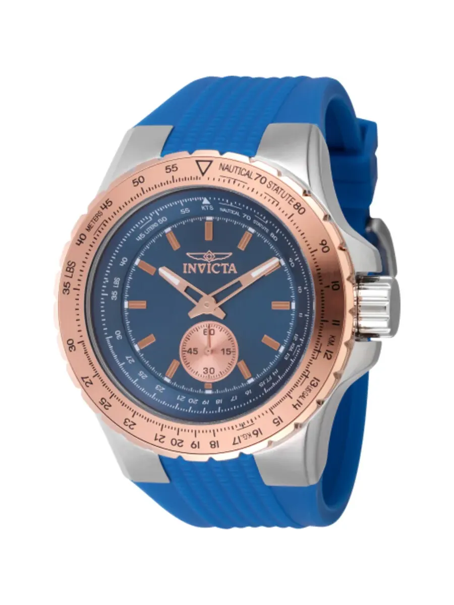 Мужские часы Invicta Aviator Quartz с синим циферблатом 49309 — изображение 1 из 1, оттенок розовый золотистый