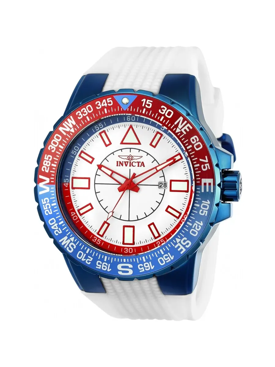 Мужские часы Invicta Aviator Quartz с белым циферблатом и синило-красным циферблатом Pepsi 23997 — изображение 1 из 1