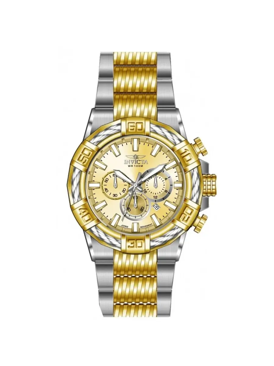 Мужские кварцевые часы Invicta Bolt Chronograph GMT с золотым циферблатом, артикул 49902 — изображение 1 из 1