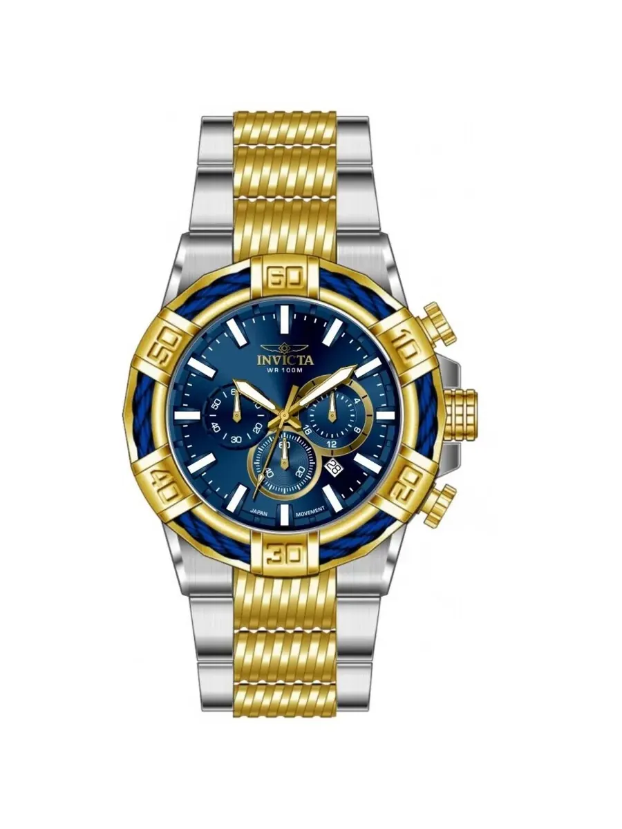 Мужские часы Invicta Bolt Chronograph GMT Quartz с синим циферблатом 49903 — изображение 1 из 1, оттенок золотистый синий