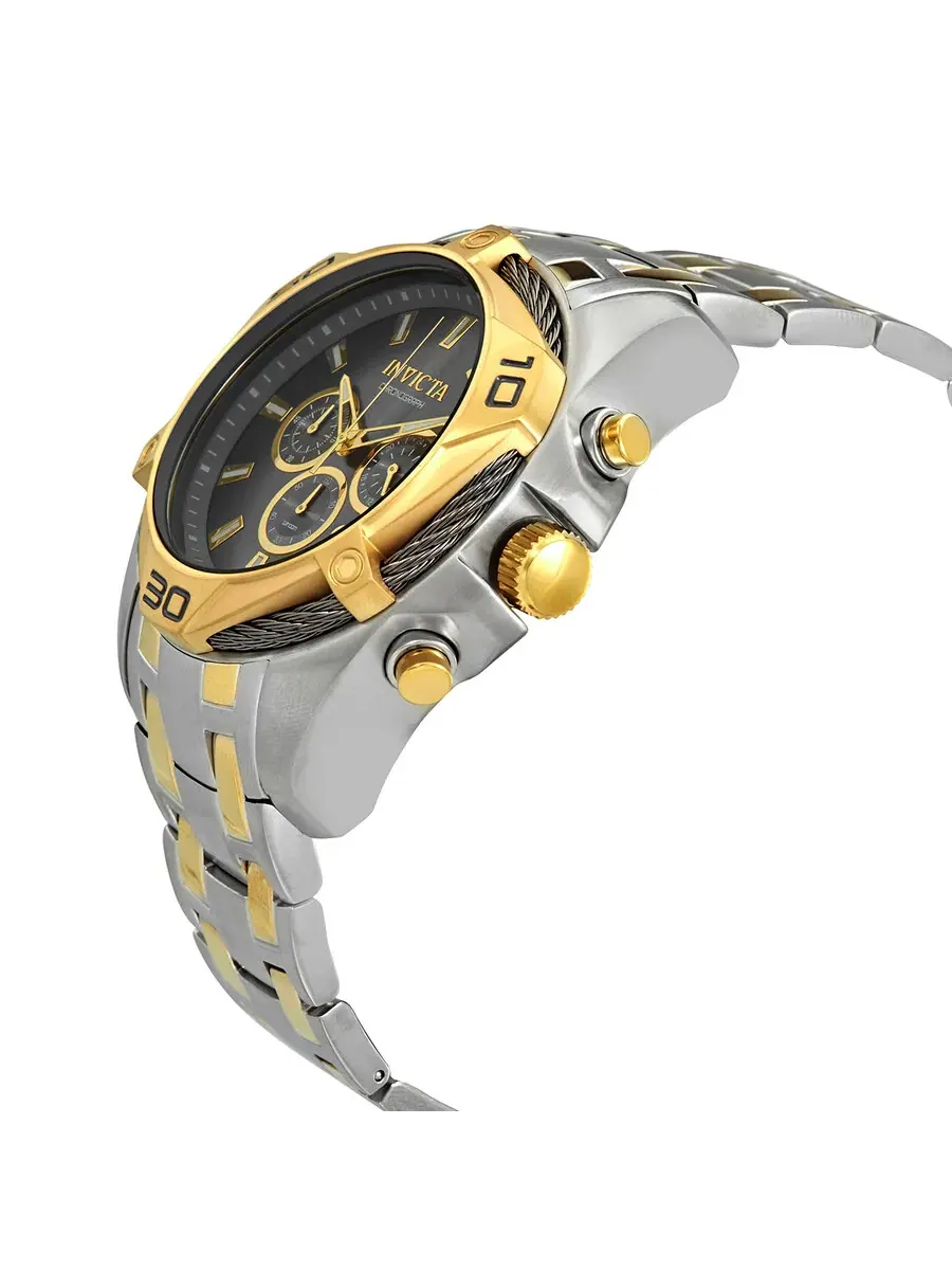 Мужские кварцевые часы Invicta Bolt Chronograph с серым циферблатом, модель 34127 — изображение 2 из 3, оттенок золотистый
