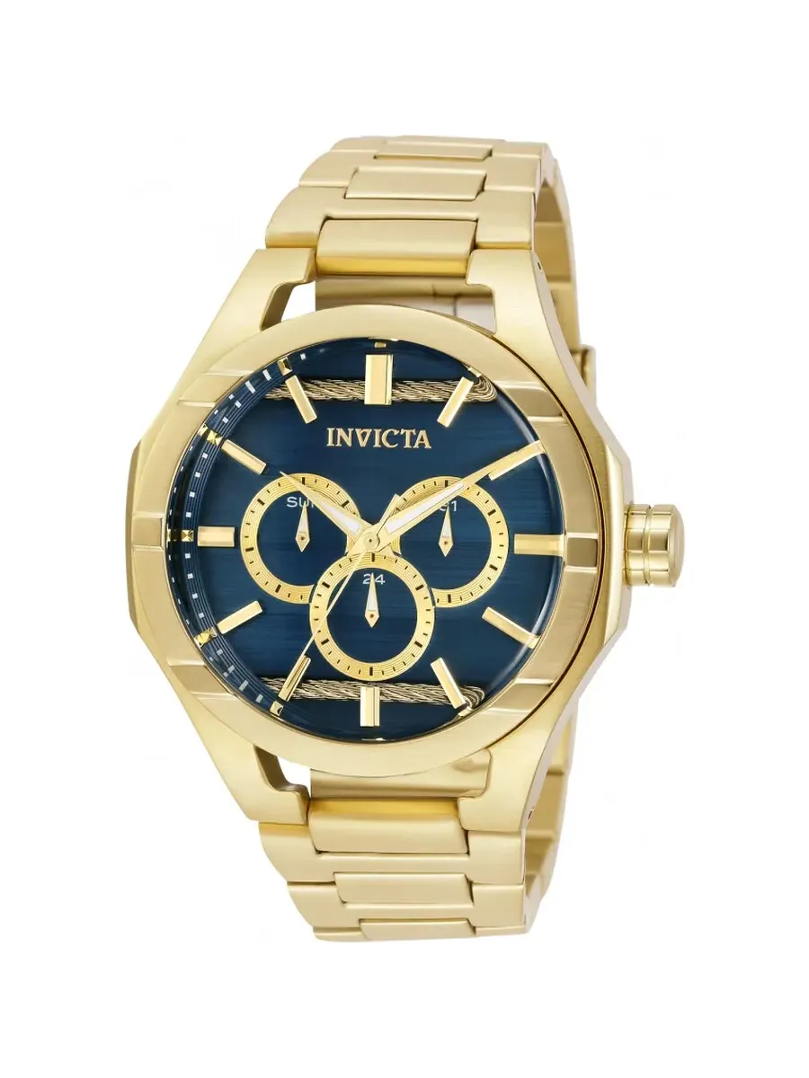 Мужские часы Invicta Bolt Quartz с синим циферблатом и желтым золотым покрытием, модель 31830 — изображение 1 из 1