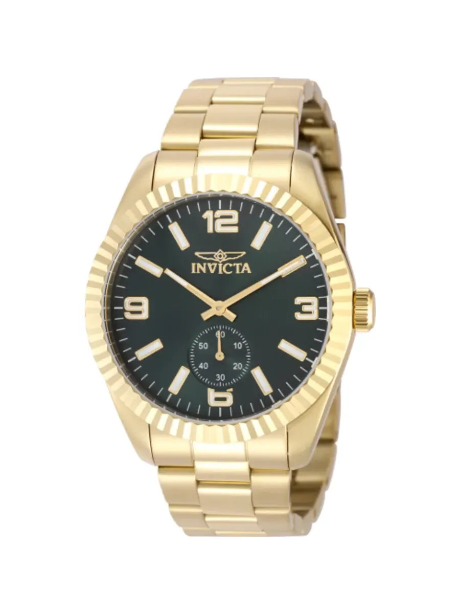 Мужские часы Invicta Specialty Quartz с зеленым циферблатом, модель 49390 — изображение 1 из 1, оттенок золотистый