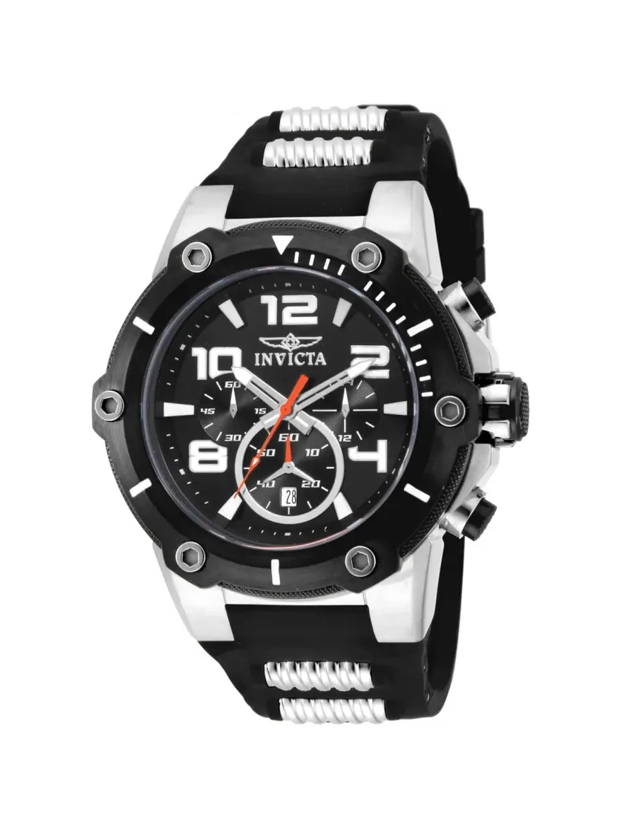Мужские часы Invicta Speedway Chronograph с черным циферблатом и черным полиуретановым покрытием — изображение 1 из 2