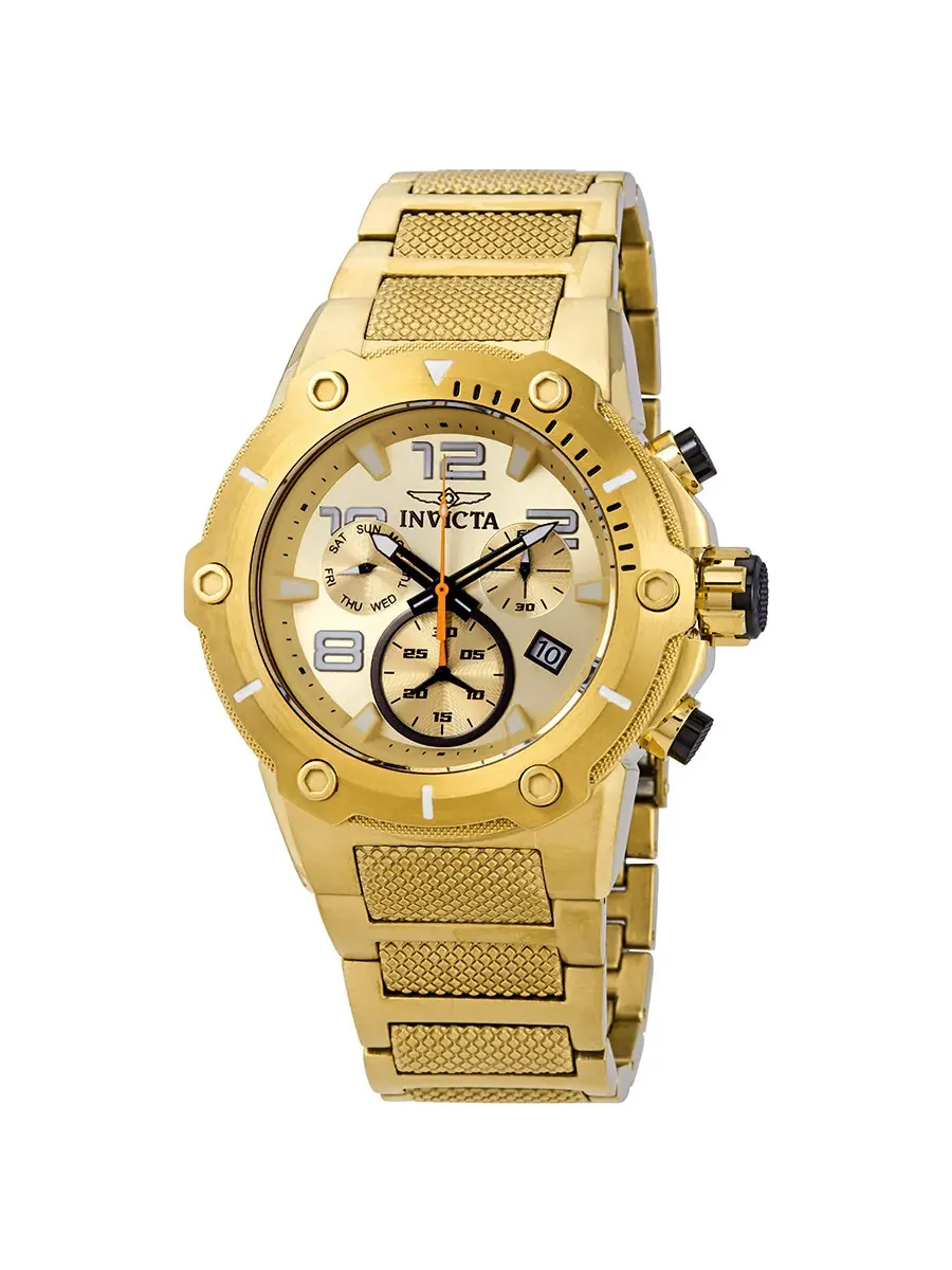 Мужские часы Invicta Speedway Chronograph с шампаневым циферблатом и золотым ионным покрытием 19529 — изображение 1 из 3