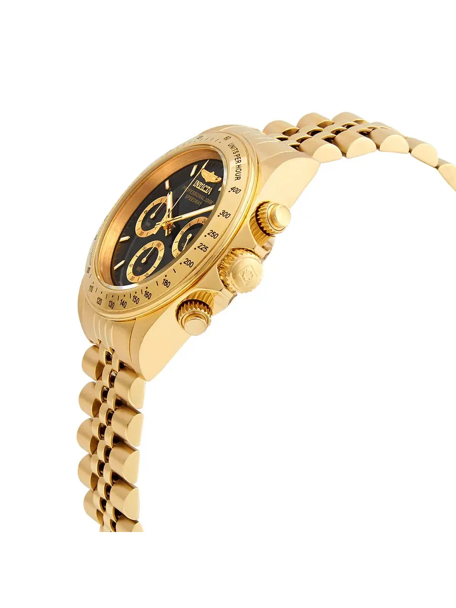 Мужские часы Invicta Speedway Chronograph Quartz с черным циферблатом 31001 — изображение 2 из 3, оттенок желтый золотистый