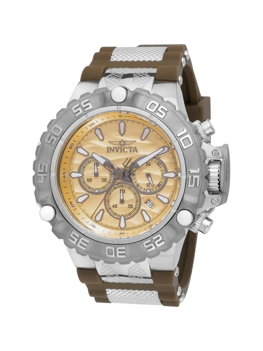 Мужские часы Invicta Subaqua Poseidon Chronograph GMT Quartz с золотым циферблатом 48559 — изображение 1 из 1