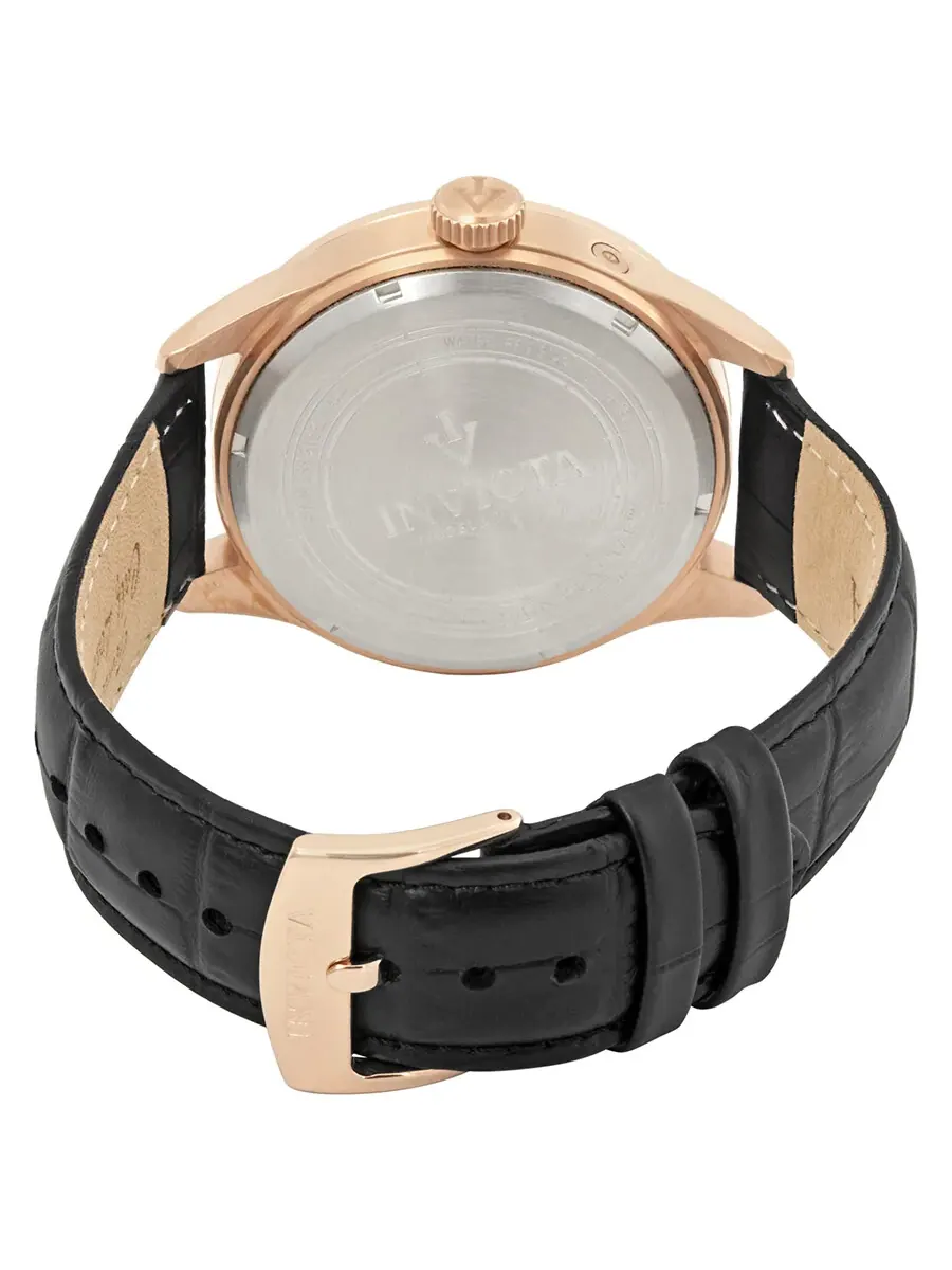 Мужские часы Invicta Vintage с черным циферблатом и черным кожаным ремешком 11742 — изображение 3 из 3