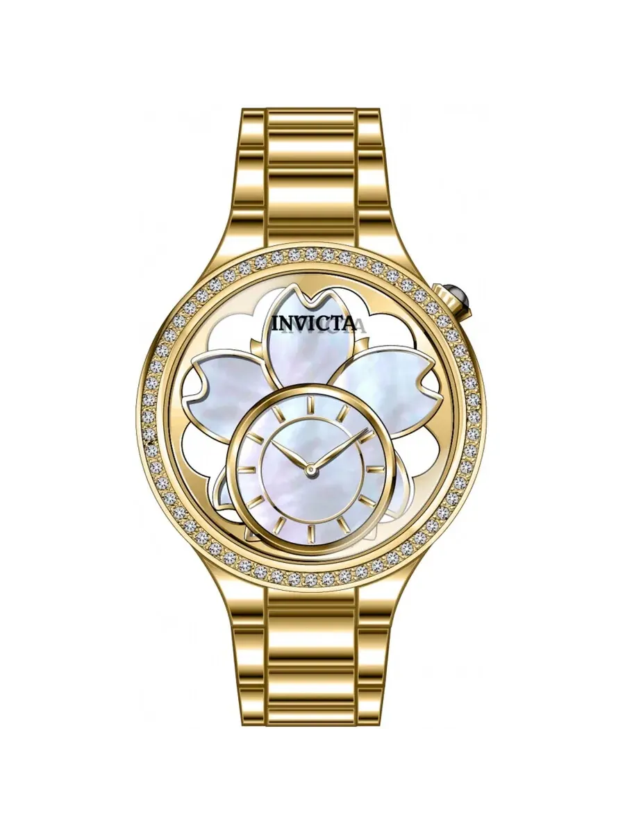 Женские часы Invicta Wildflower с золотым и белым циферблатом, модель 46754 — изображение 1 из 1, оттенок золотистый