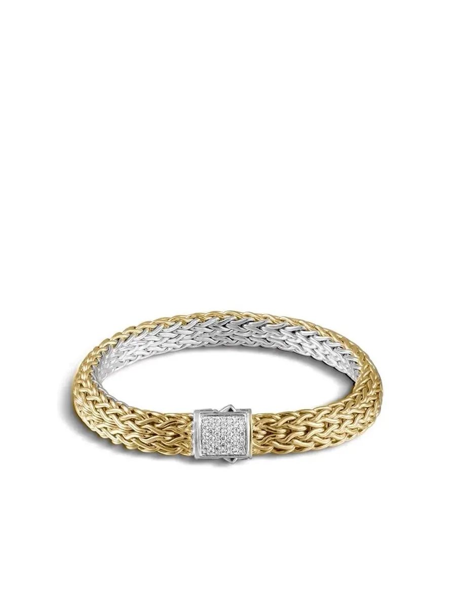 Браслет John Hardy Classic Chain Medium из золота и серебра с 7,5 мм бриллиантом, двусторонний