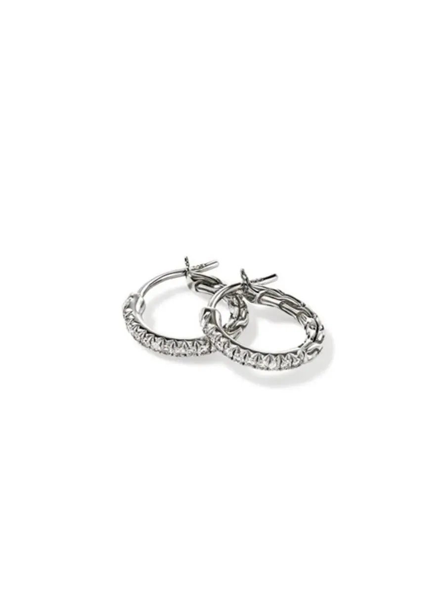 Серьга-кольцо John Hardy Essential Pavé, серебро 925 пробы, бриллианты, 13 мм