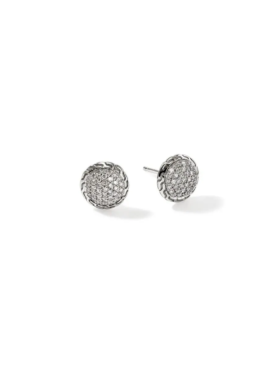 Серьга-гвоздик John Hardy Essential Pavé, серебро 925 пробы, бриллианты, 10 мм - EBP987182DI