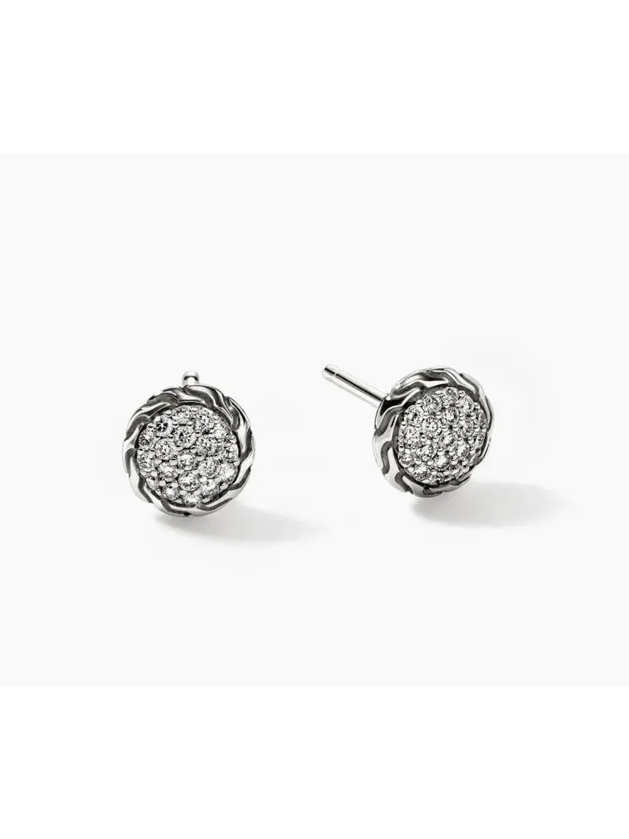 Серьга-гвоздик John Hardy Essential Pavé, серебро 925 пробы, бриллианты, 7 мм - EBP987022DI