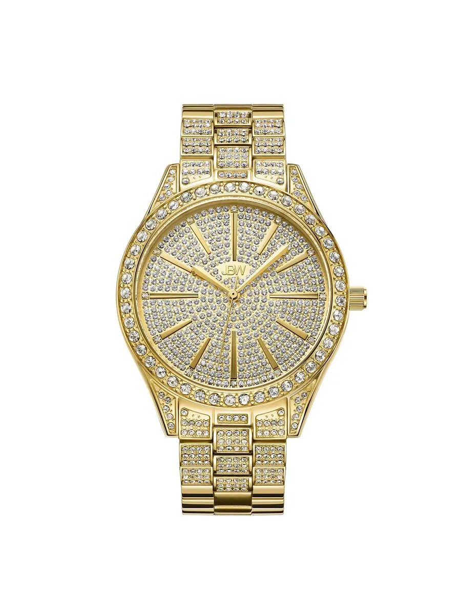 Женские часы JBW Cristal Quartz с золотым кристаллом и циферблатом с кристаллами Pave J6346A — золотистый