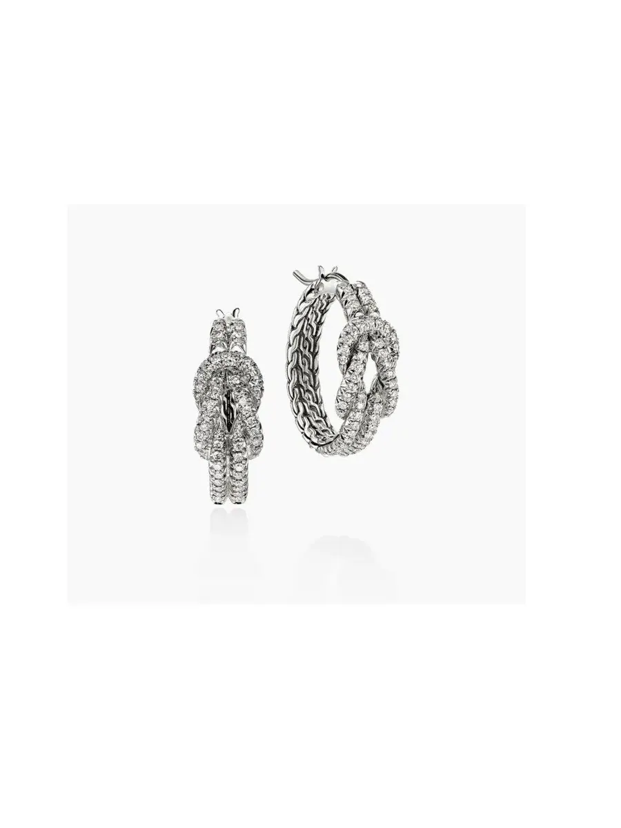 Серьги John Hardy Love Knot, серебро 925 пробы, бриллианты, 22 мм - EBP9009902DI