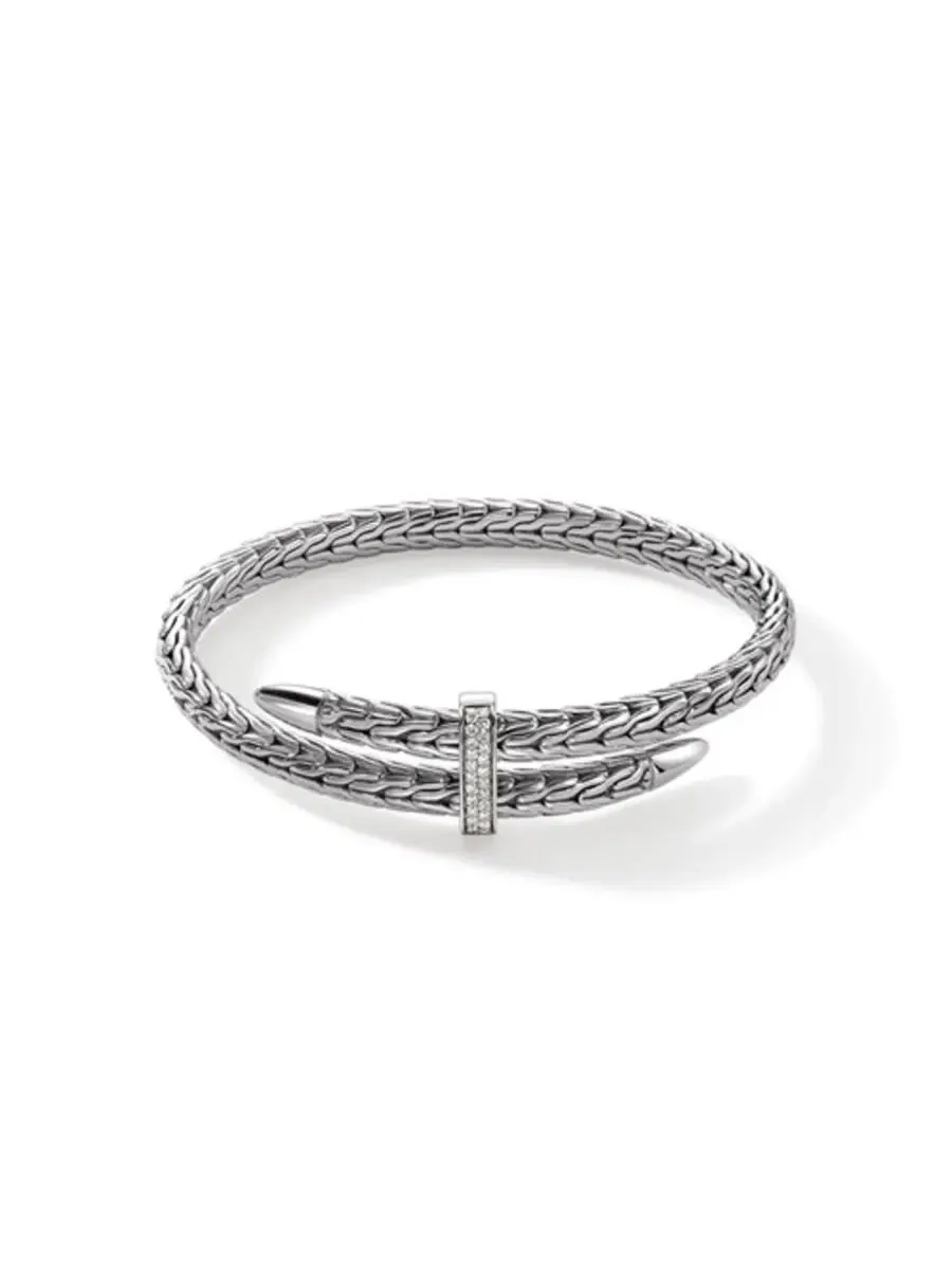 Браслет John Hardy Spear Flex Cuff, серебро 925 пробы, бриллианты, 5,5 мм - размер M
