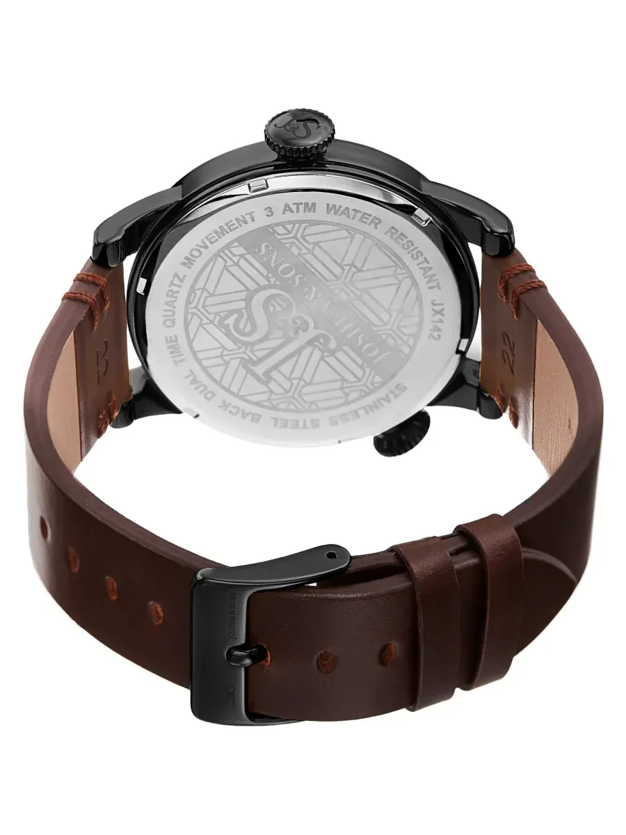 Мужские часы Joshua and Sons Dual Time с кварцевым механизмом и синим циферблатом JX142GNBR — изображение 4 из 4