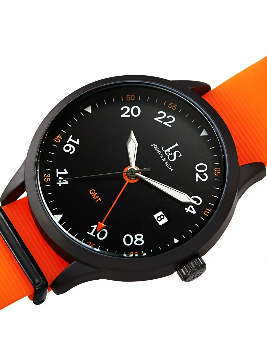 Мужские часы Joshua and Sons GMT с черным циферблатом JX147OR — изображение 2 из 4, оттенок черный