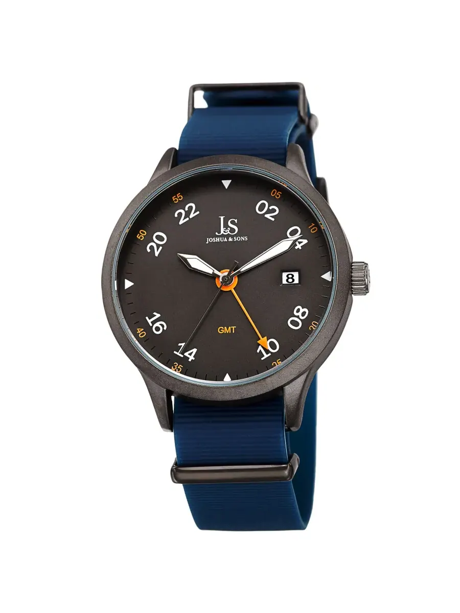 Мужские часы Joshua and Sons GMT с серым циферблатом JX147GNBU