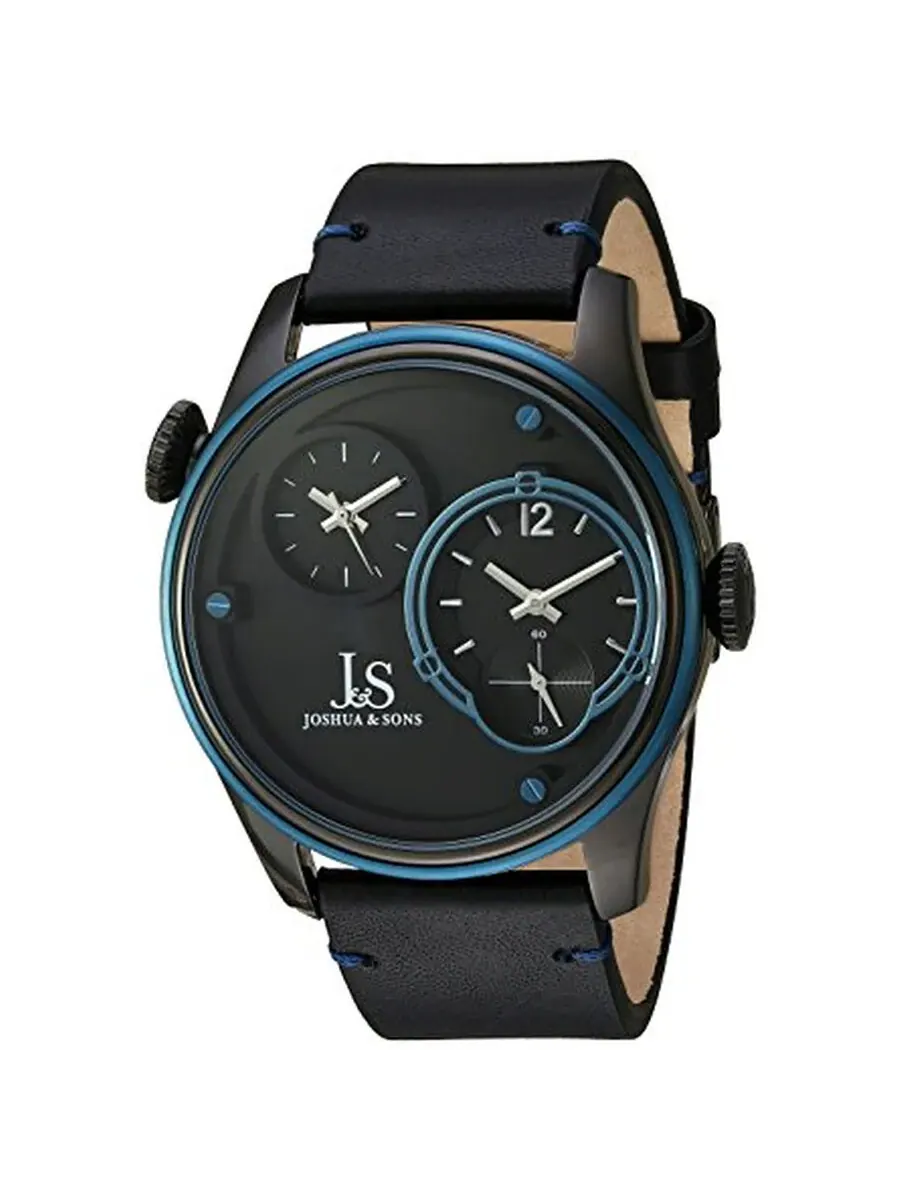Мужские часы Joshua and Sons Quartz Black с двойным временем JX118BKBU
