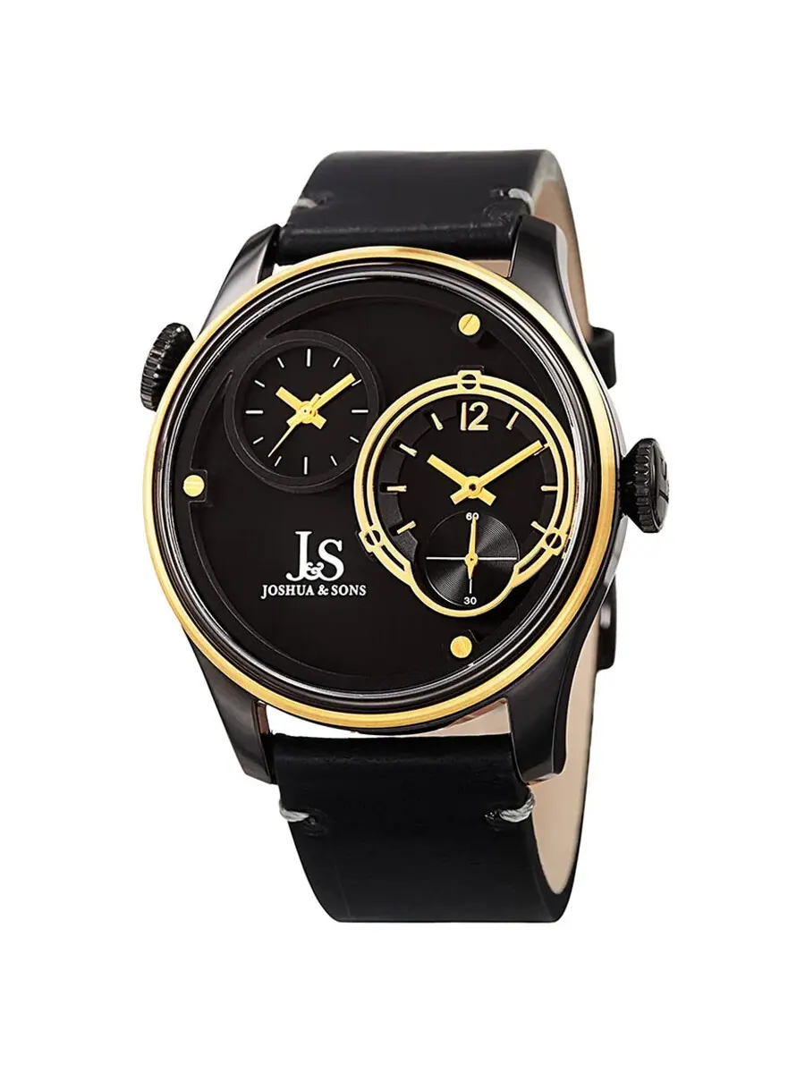 Мужские часы Joshua and Sons Quartz Black с двойным циферблатом JX118BKYG