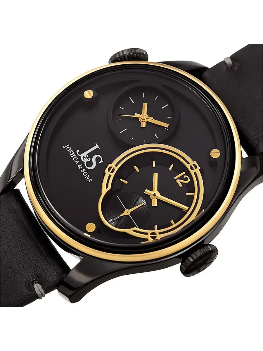Мужские часы Joshua and Sons Quartz Black с двойным циферблатом JX118BKYG — изображение 2 из 4, оттенок черный