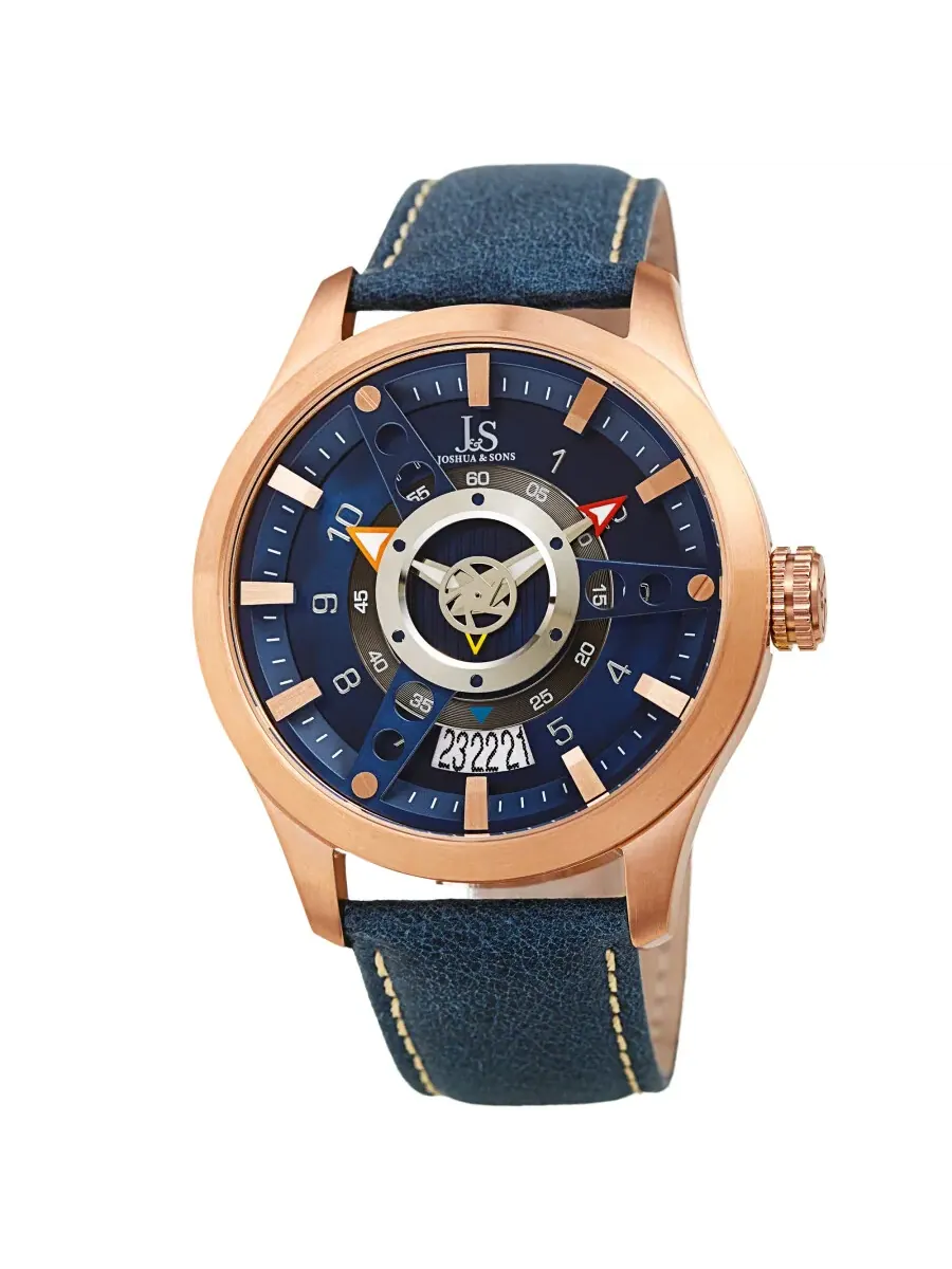 Женские часы Joshua and Sons с синим кварцевым циферблатом JX150RGBU