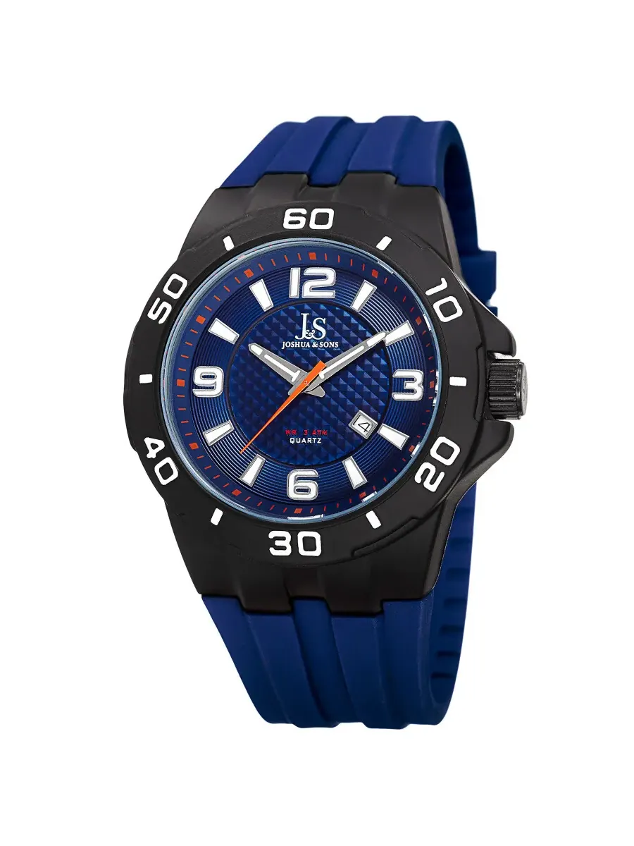 Мужские часы Joshua and Sons с кварцевым механизмом и синим циферблатом JX115BU