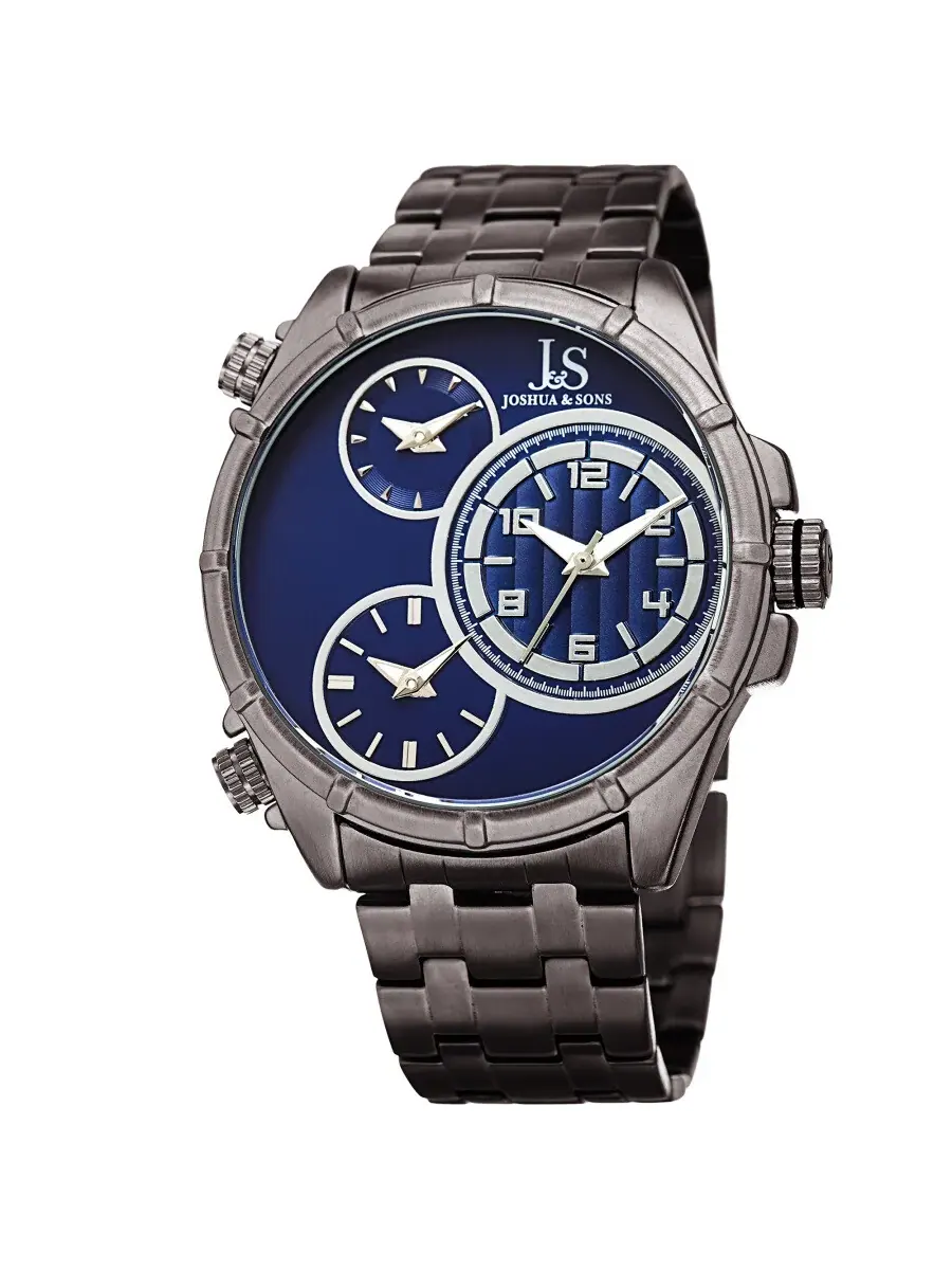 Мужские часы Joshua and Sons Quartz Blue с тройным часовым поясом JX128GNBU
