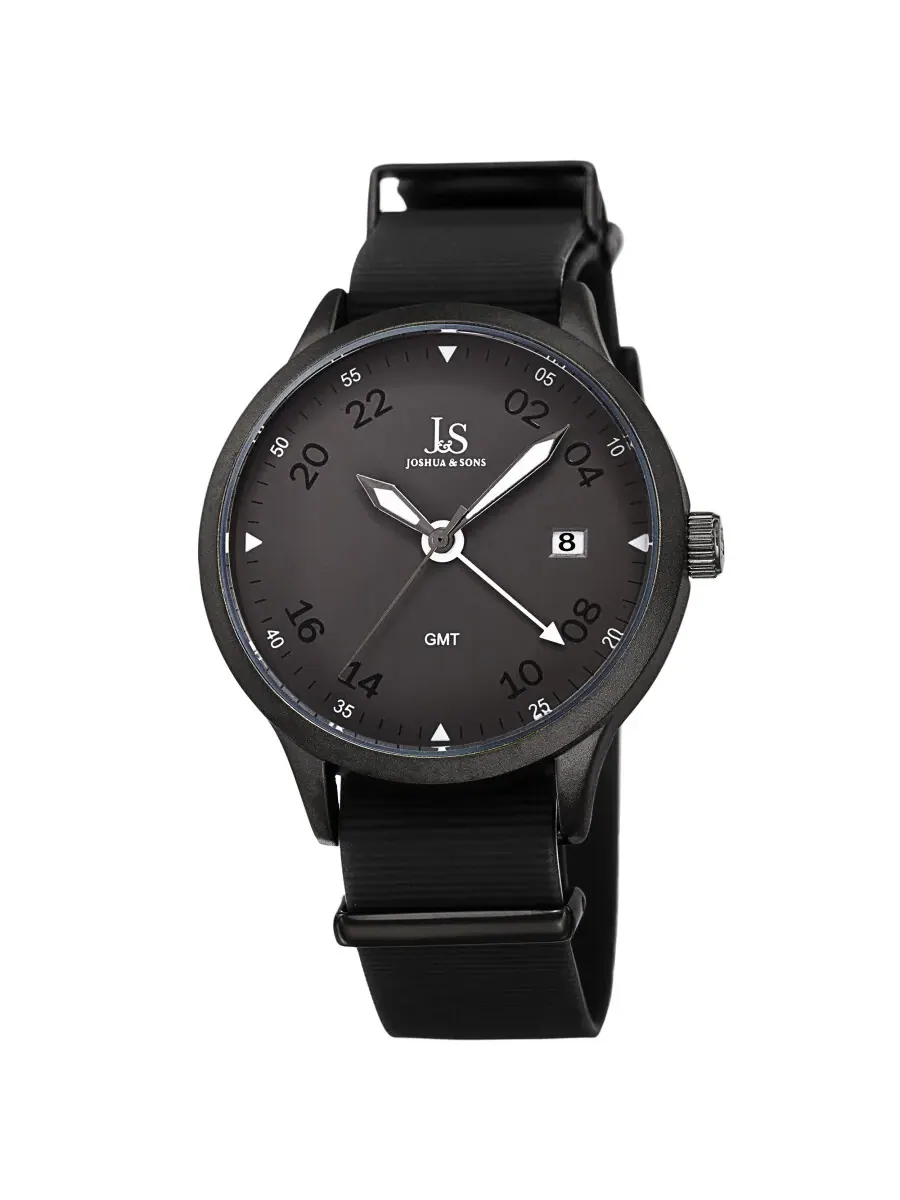 Мужские часы Joshua and Sons Quartz GMT с серым циферблатом JX147BK