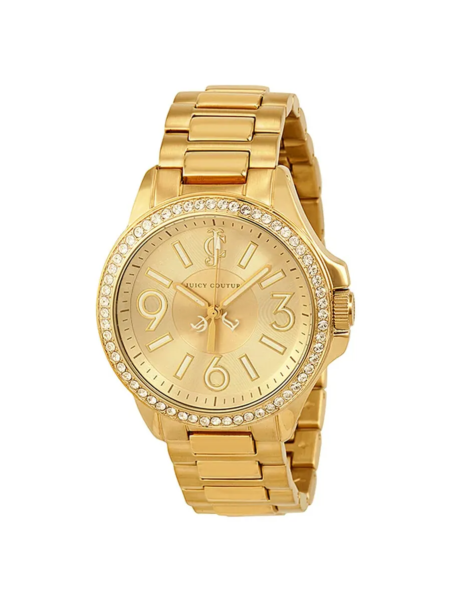Женские часы Juicy Couture Jetsetter с золотым циферблатом, золотым покрытием из нержавеющей стали