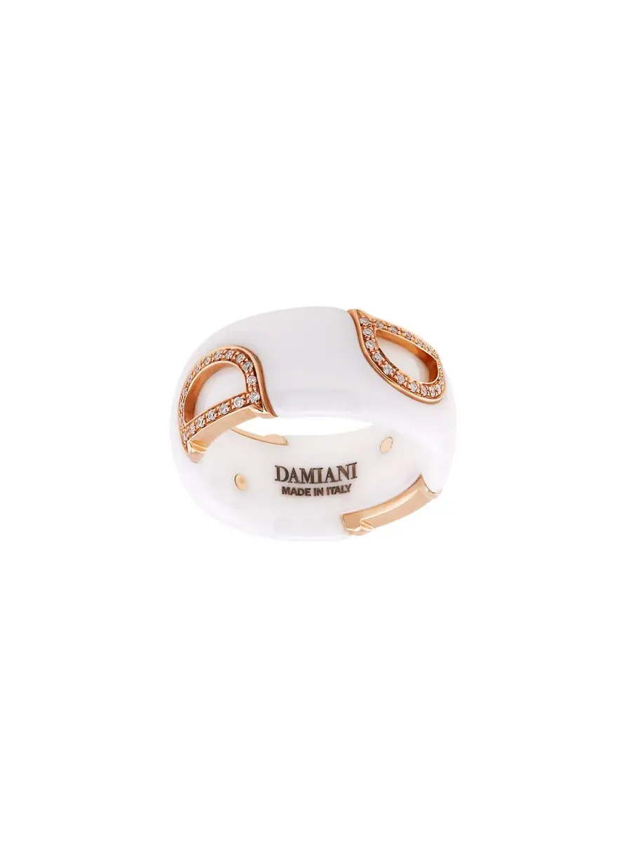 Кольцо Damiani D.Icon для женщин из белой керамики — изображение 1 из 3, оттенок розовый
