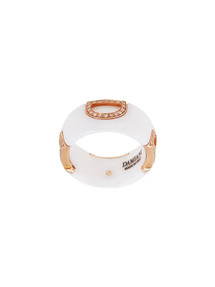 Кольцо Damiani D.Icon для женщин из белой керамики — изображение 3 из 3, оттенок розовый