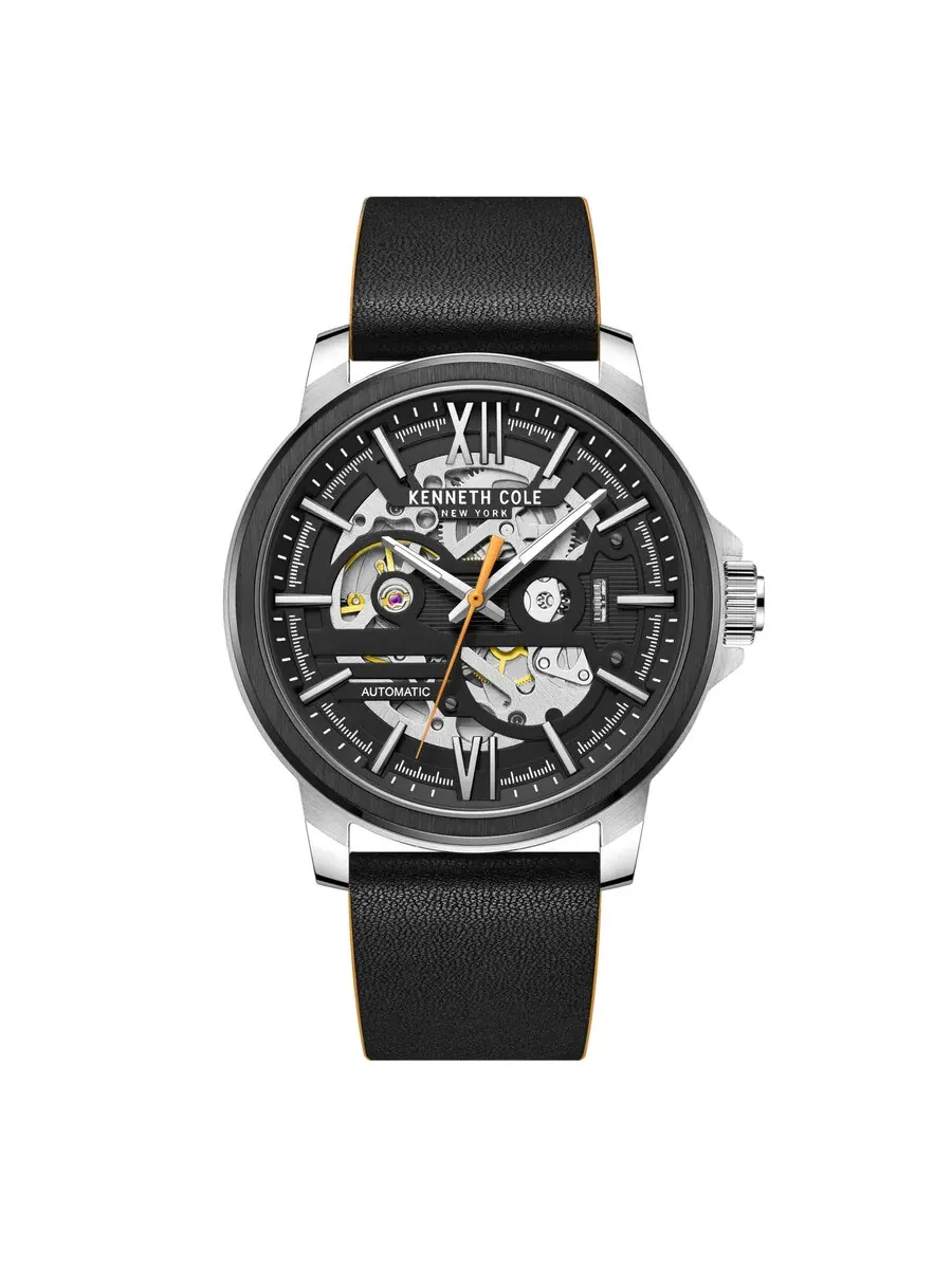 Мужские часы Kenneth Cole New York с автоматическим механизмом, черным скелетонированным — изображение 1 из 3, оттенок черный