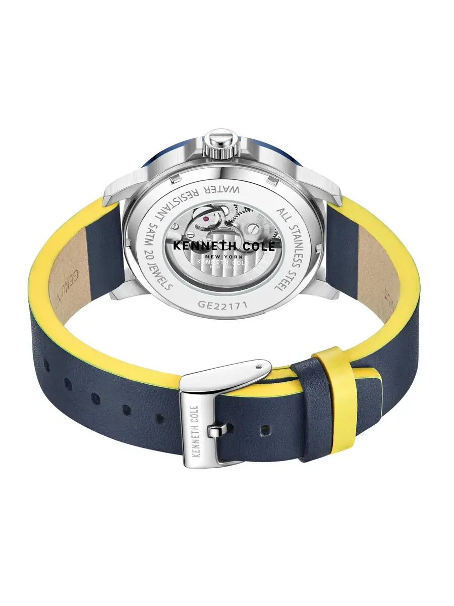 Мужские часы Kenneth Cole New York с автоматическим механизмом, белым скелетонизированным — изображение 3 из 3, оттенок синий