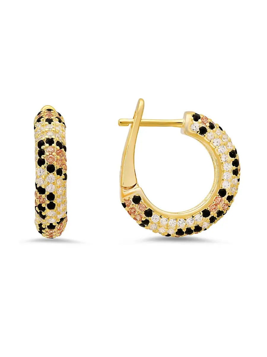 Серьги-кольца Kylie Harper с леопардовым узором, инкрустированные кубическим цирконием — изображение 1 из 1