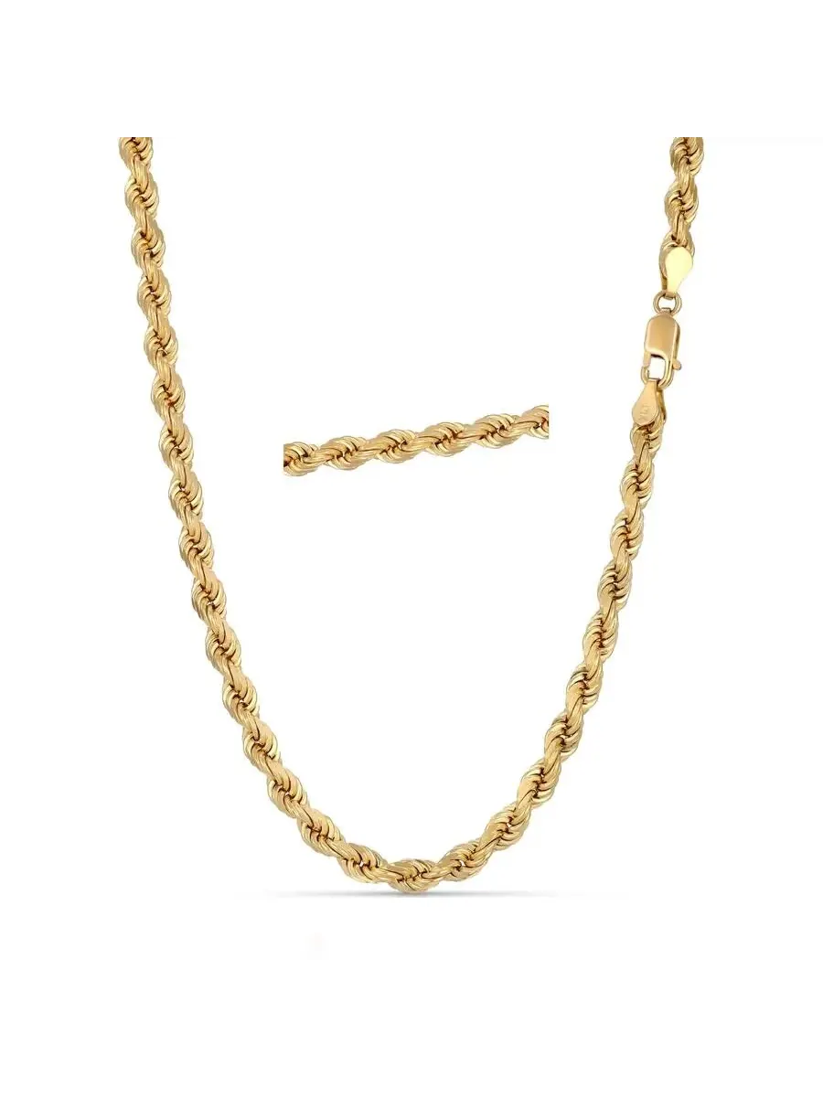 Мужское ожерелье Kylie Harper из 14-каратного золота, толстое/тяжелое, 5 мм, с ромбовидной нарезкой — изображение 1 из 3