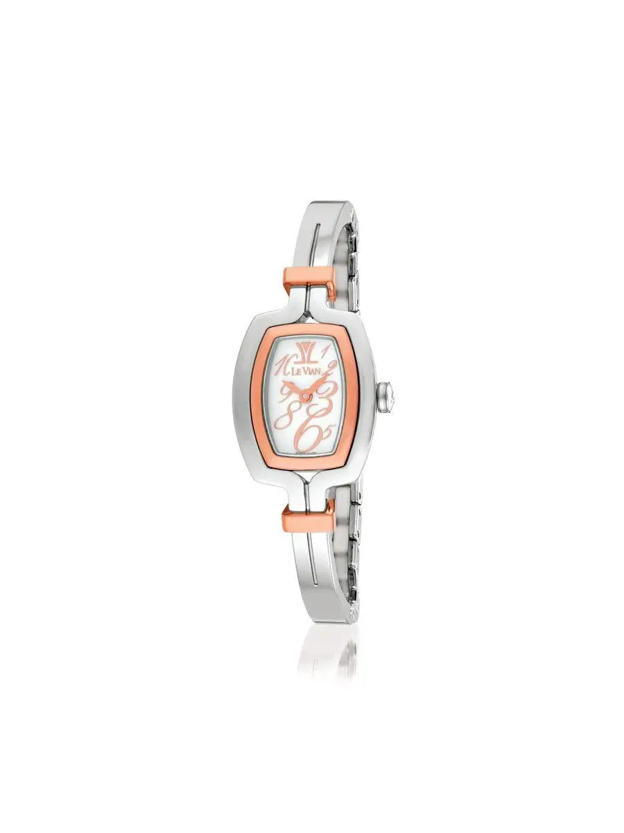 Женские часы Le Vian Bangle с кварцевым белым циферблатом DS4880-3-5 — изображение 1 из 1, оттенок розовый золотистый