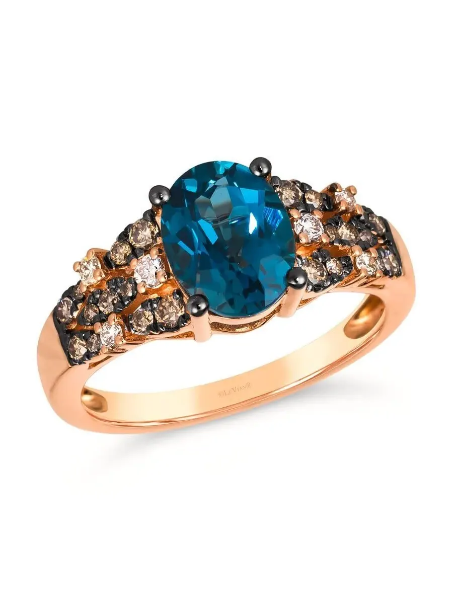 Комплект колец Le Vian с глубоким синим топазом в мозаичной огранке, установленный в 14-каратное — изображение 1 из 1