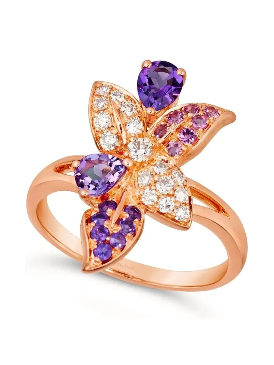 Комплекты женских колец Le Vian с аметистом цвета винограда и флористическим дизайном, выполненные — изображение 1 из 1